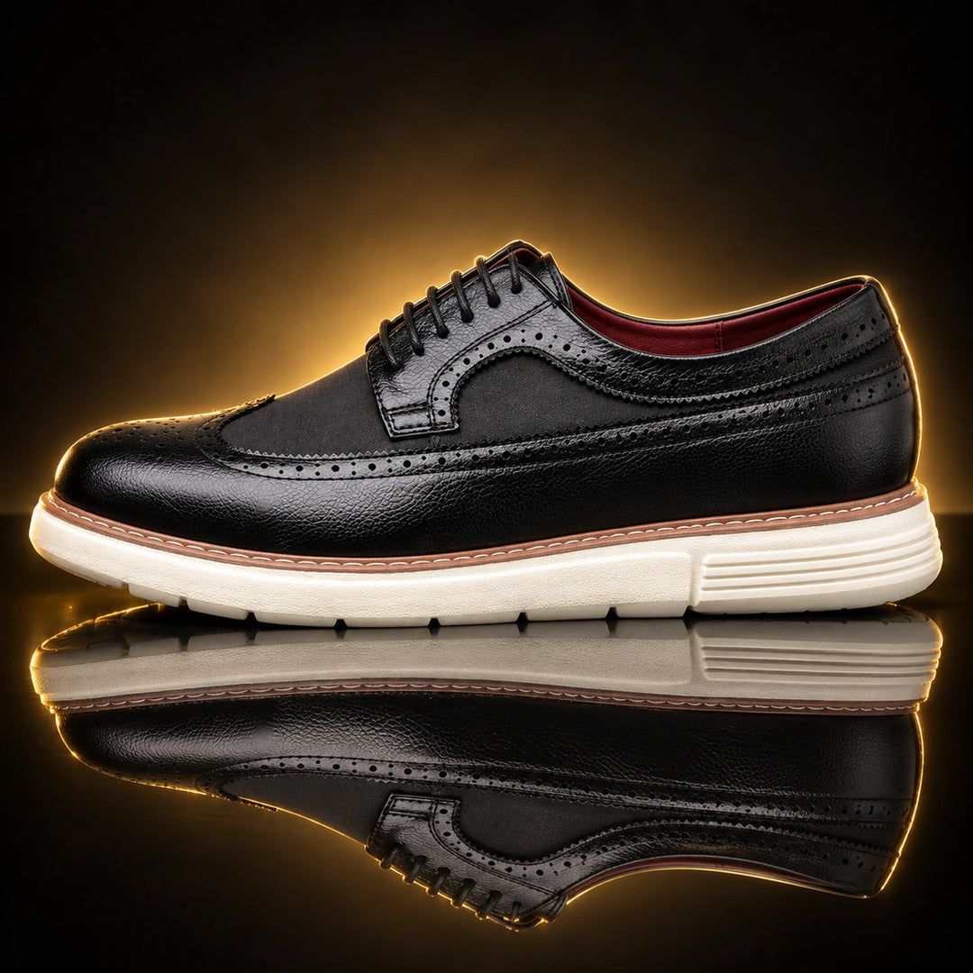 Clark Longwing Brogue Derby Shoes - Black