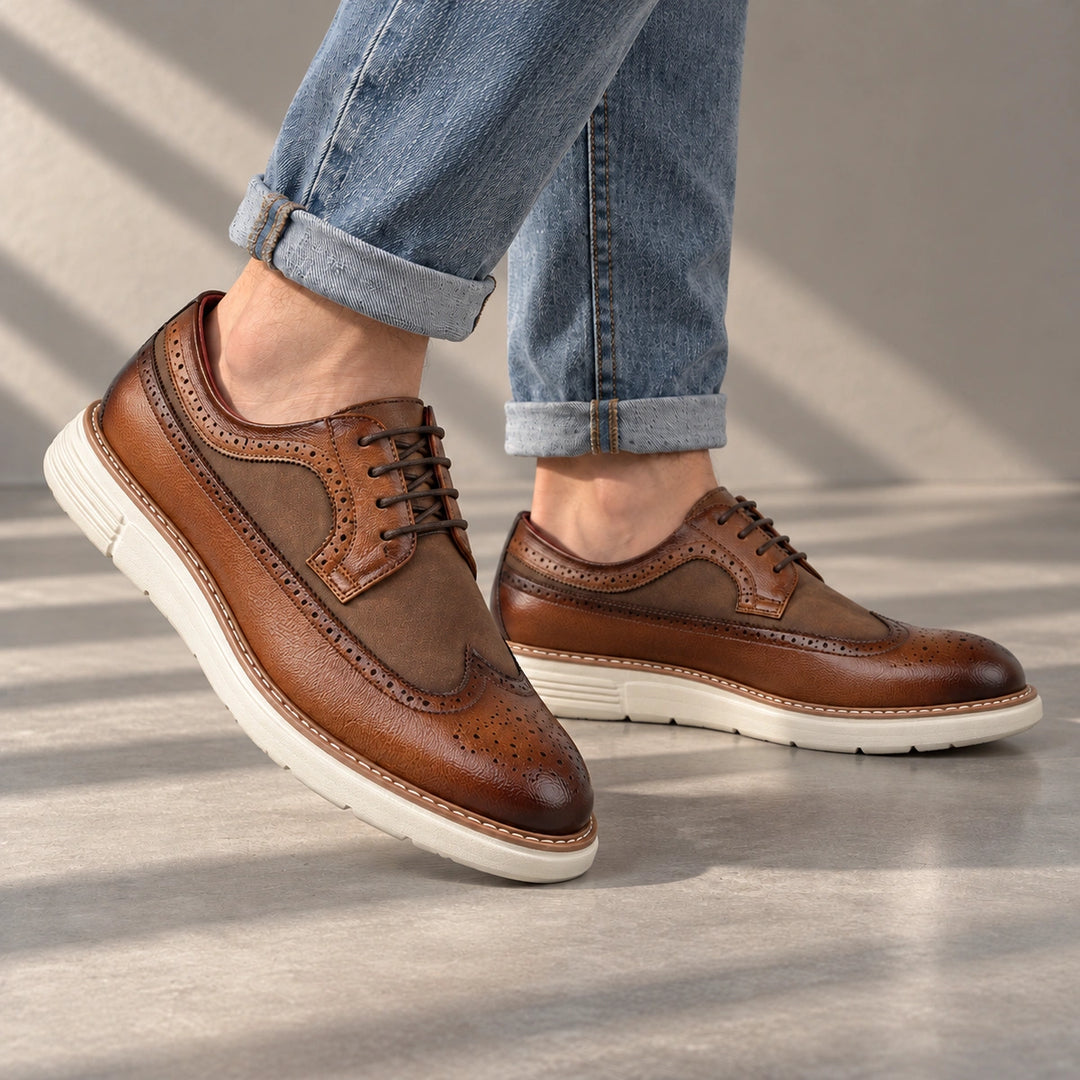 Clark Longwing Brogue Derby Shoes - Brown