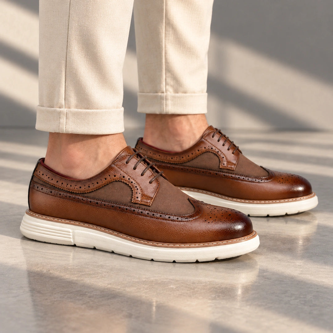 Clark Longwing Brogue Derby Shoes - Brown