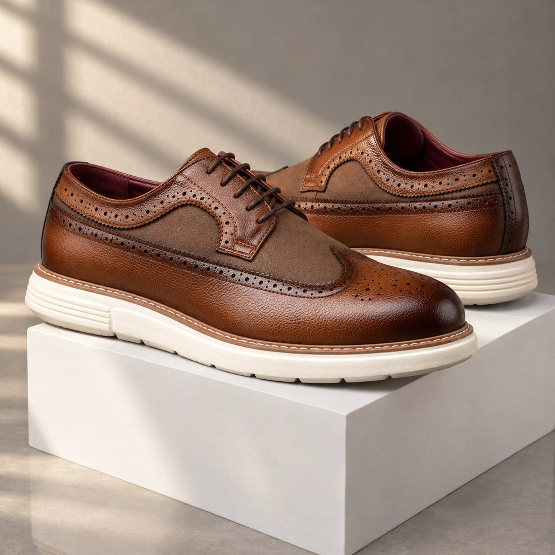 Clark Longwing Brogue Derby Shoes - Brown