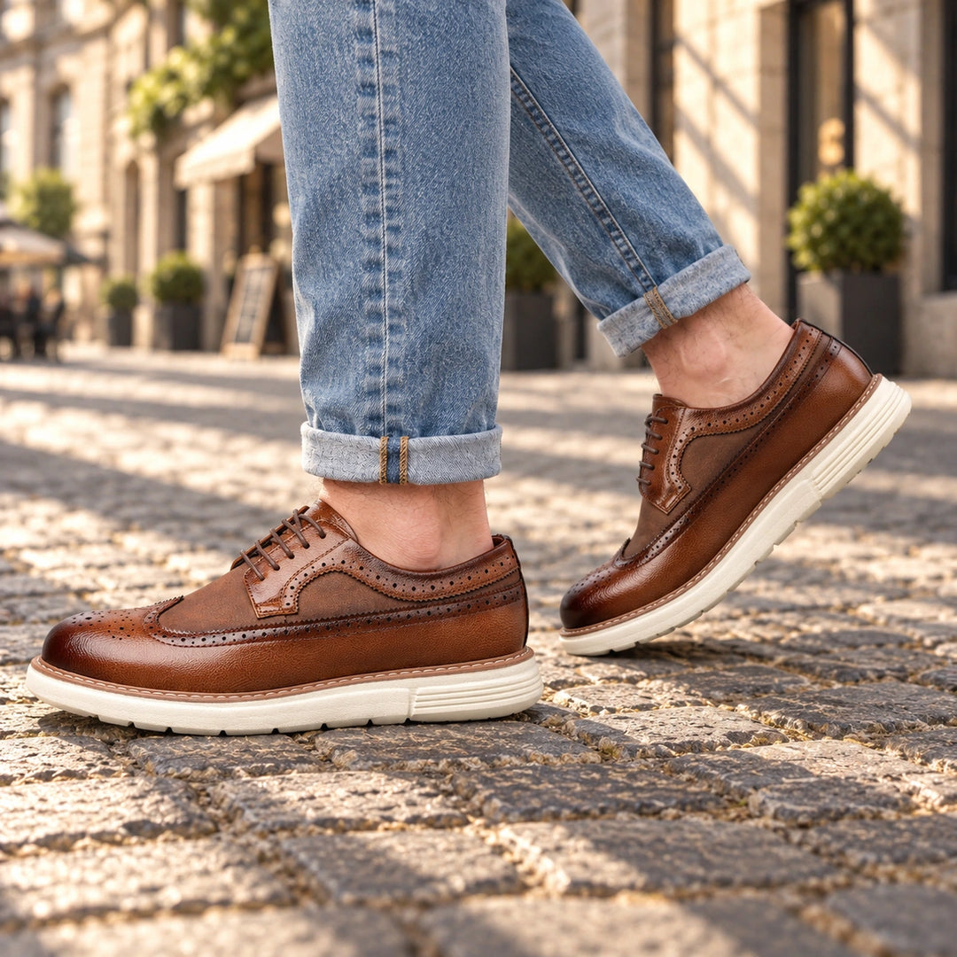 Clark Longwing Brogue Derby Shoes - Brown