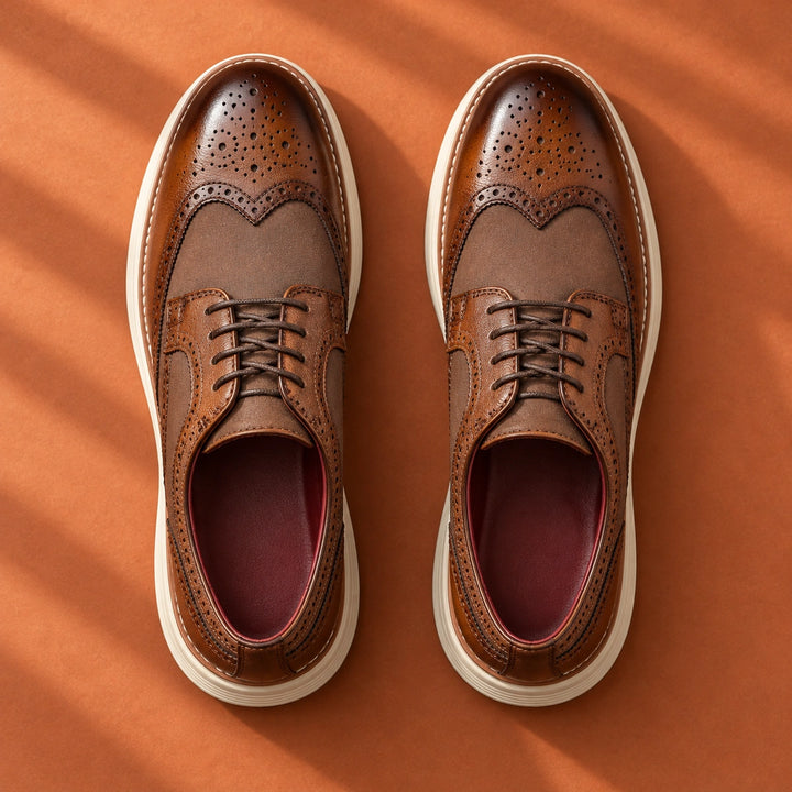 Clark Longwing Brogue Derby Shoes - Brown