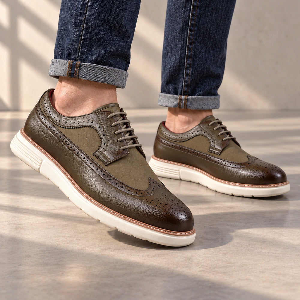 Clark Longwing Brogue Derby Shoes - Green