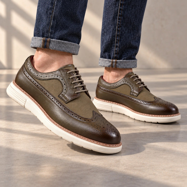 Clark Longwing Brogue Derby Shoes - Green