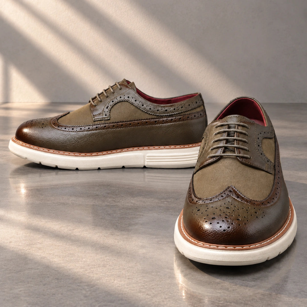 Clark Longwing Brogue Derby Shoes - Green