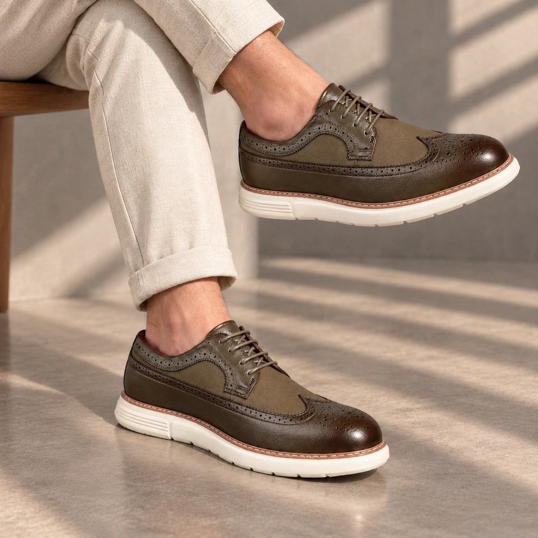 Clark Longwing Brogue Derby Shoes - Green