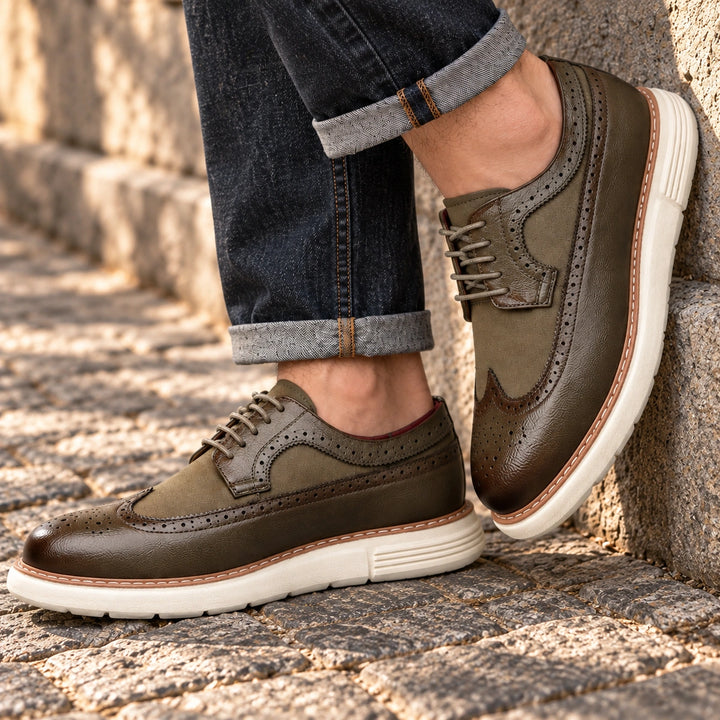 Clark Longwing Brogue Derby Shoes - Green