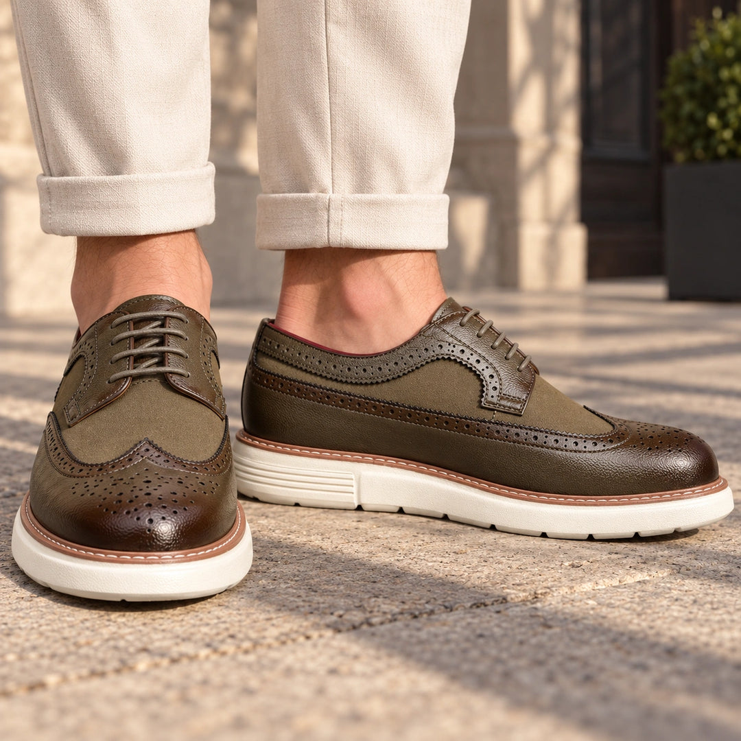Clark Longwing Brogue Derby Shoes - Green