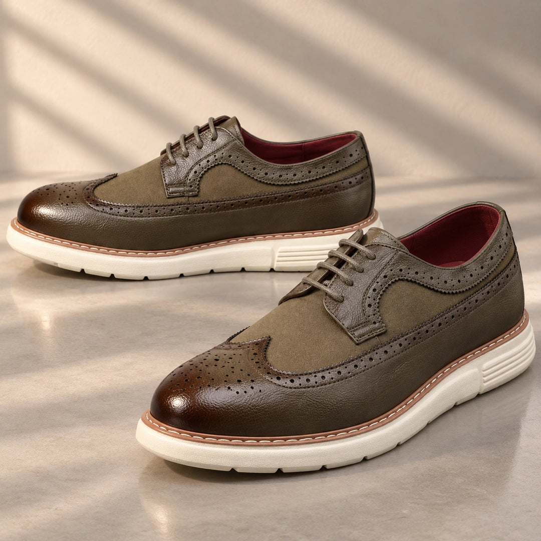 Clark Longwing Brogue Derby Shoes - Green