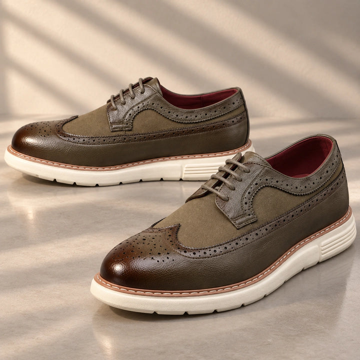 Clark Longwing Brogue Derby Shoes - Green