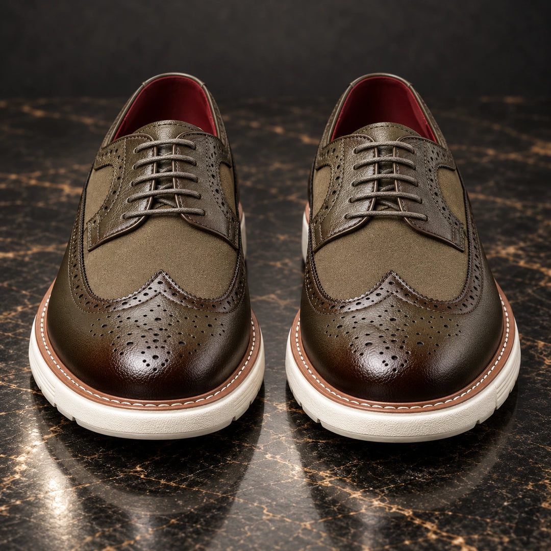 Clark Longwing Brogue Derby Shoes - Green