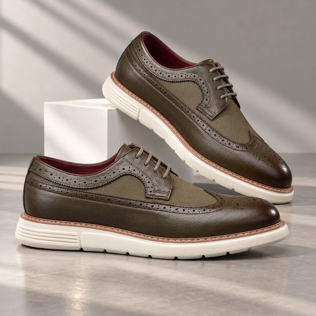 Clark Longwing Brogue Derby Shoes - Green