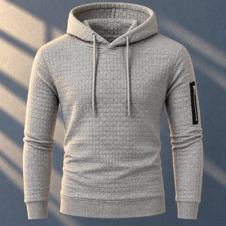 Clifford Grid Textured Slim Fit Hoodie - Gray