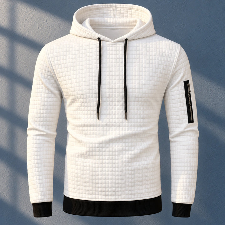 Clifford Grid Textured Slim Fit Hoodie - White