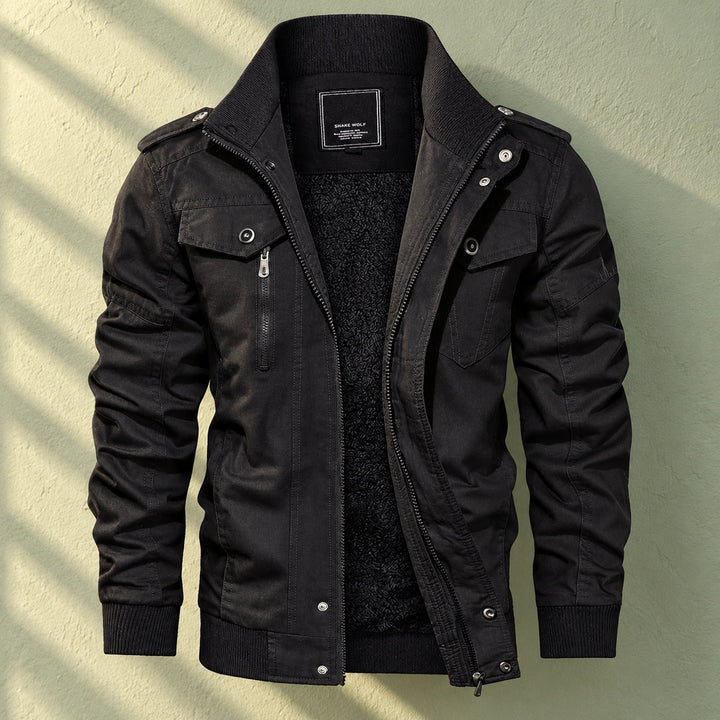 Collin Fleece Lined Cotton Field Jacket - Black