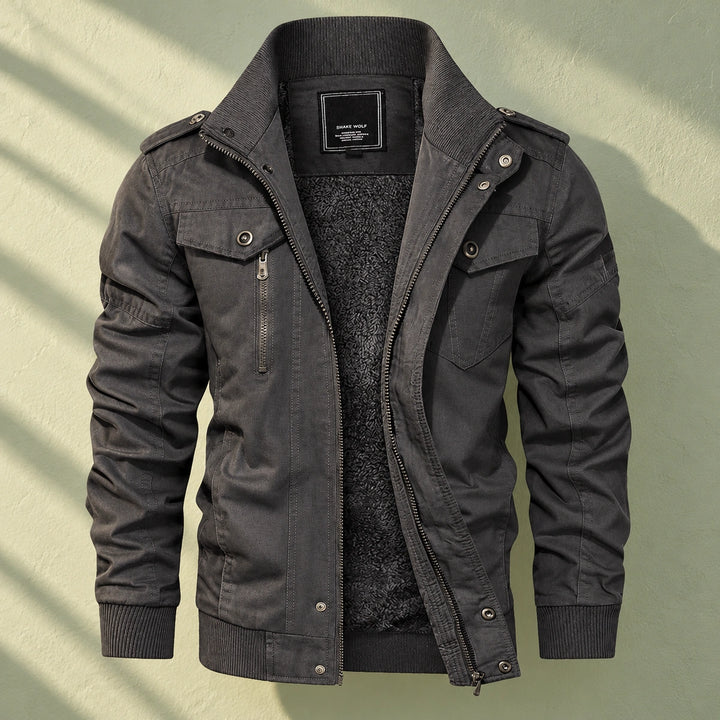 Collin Fleece Lined Cotton Field Jacket - Dark Gray