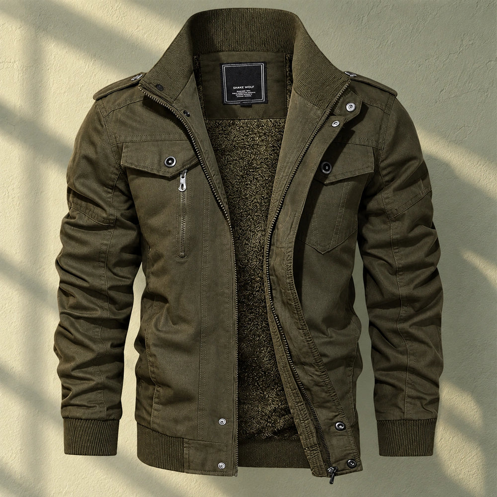Collin Fleece Lined Cotton Field Jacket - Green