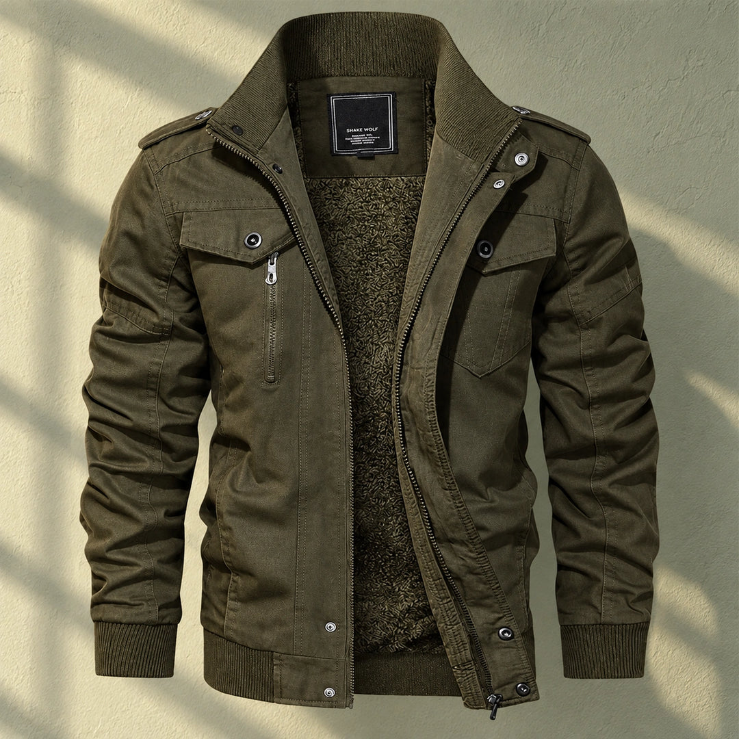 Collin Fleece Lined Cotton Field Jacket - Green