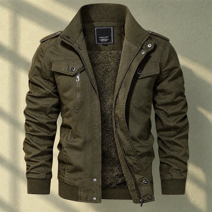 Collin Fleece Lined Cotton Field Jacket - Green