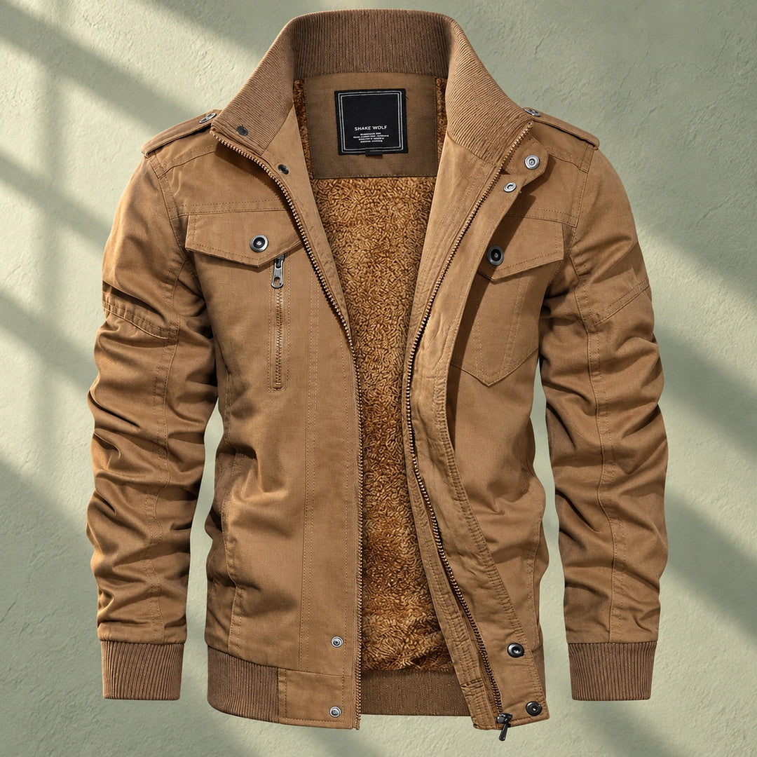 Collin Fleece Lined Cotton Field Jacket - Khaki