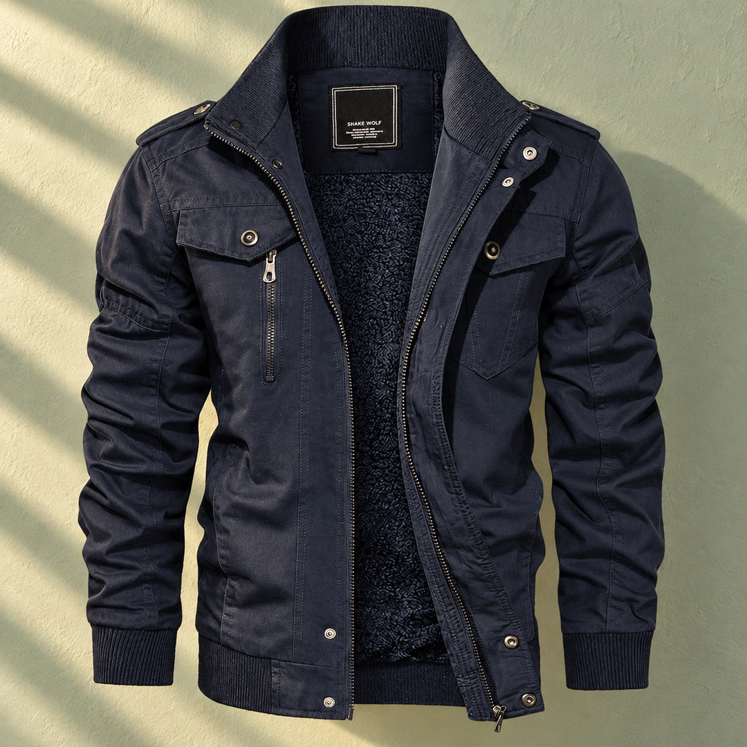 Collin Fleece Lined Cotton Field Jacket - Navy Blue