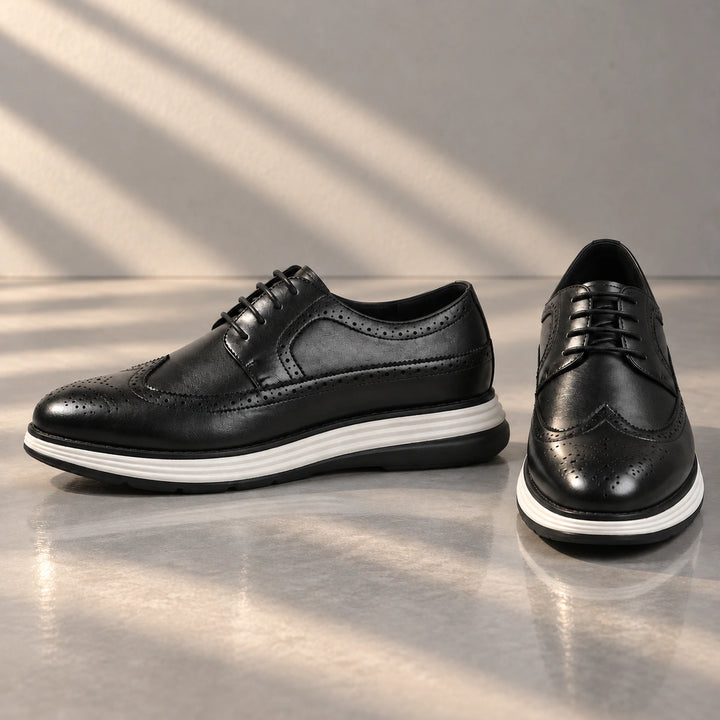 Craig Wingtip Brogue Chunky Sole Derby Shoes - Black