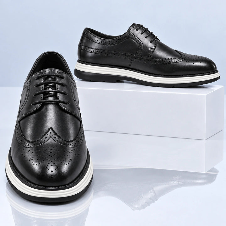 Craig Wingtip Brogue Chunky Sole Derby Shoes - Black
