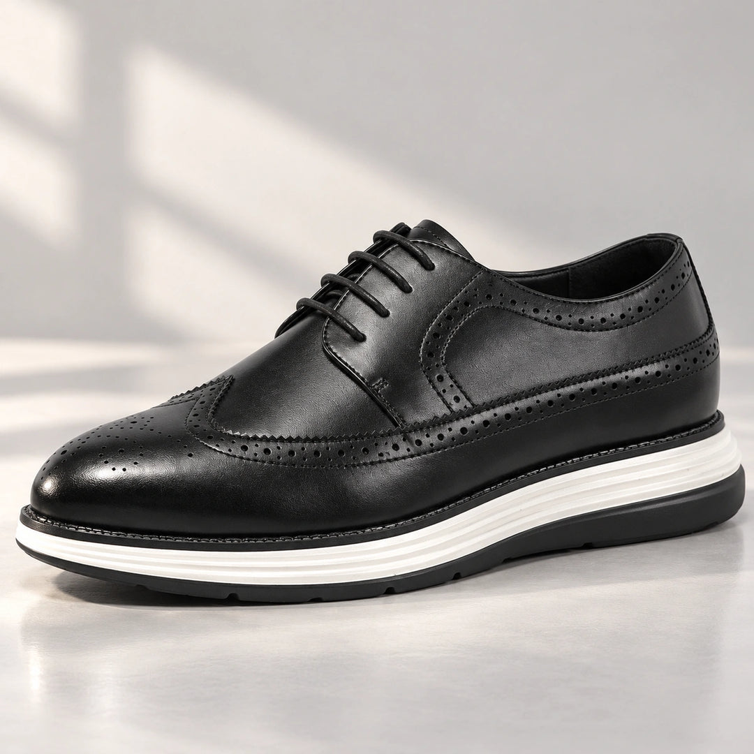 Craig Wingtip Brogue Chunky Sole Derby Shoes - Black