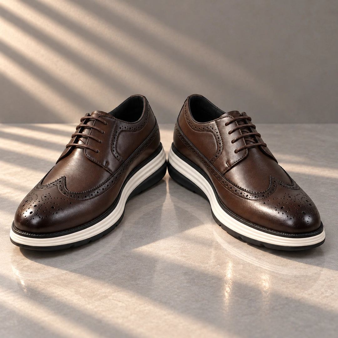 Craig Wingtip Brogue Chunky Sole Derby Shoes - Brown