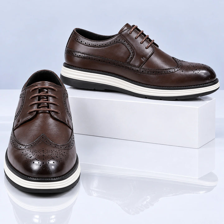 Craig Wingtip Brogue Chunky Sole Derby Shoes - Brown