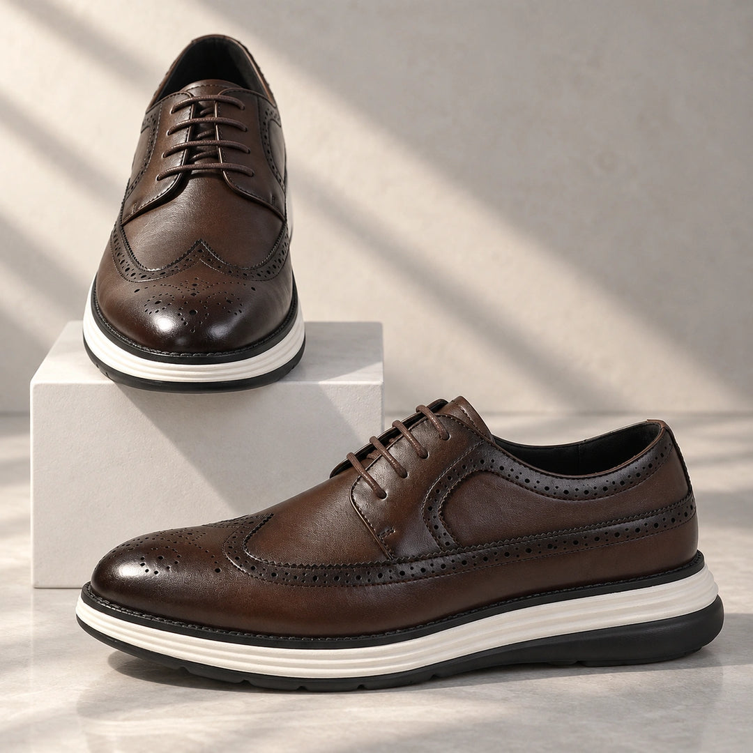Craig Wingtip Brogue Chunky Sole Derby Shoes - Brown