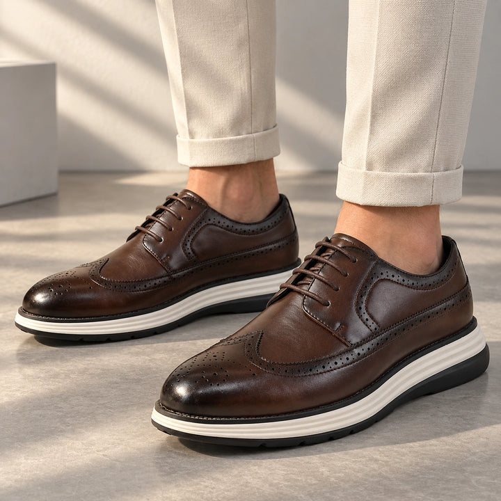 Craig Wingtip Brogue Chunky Sole Derby Shoes - Brown