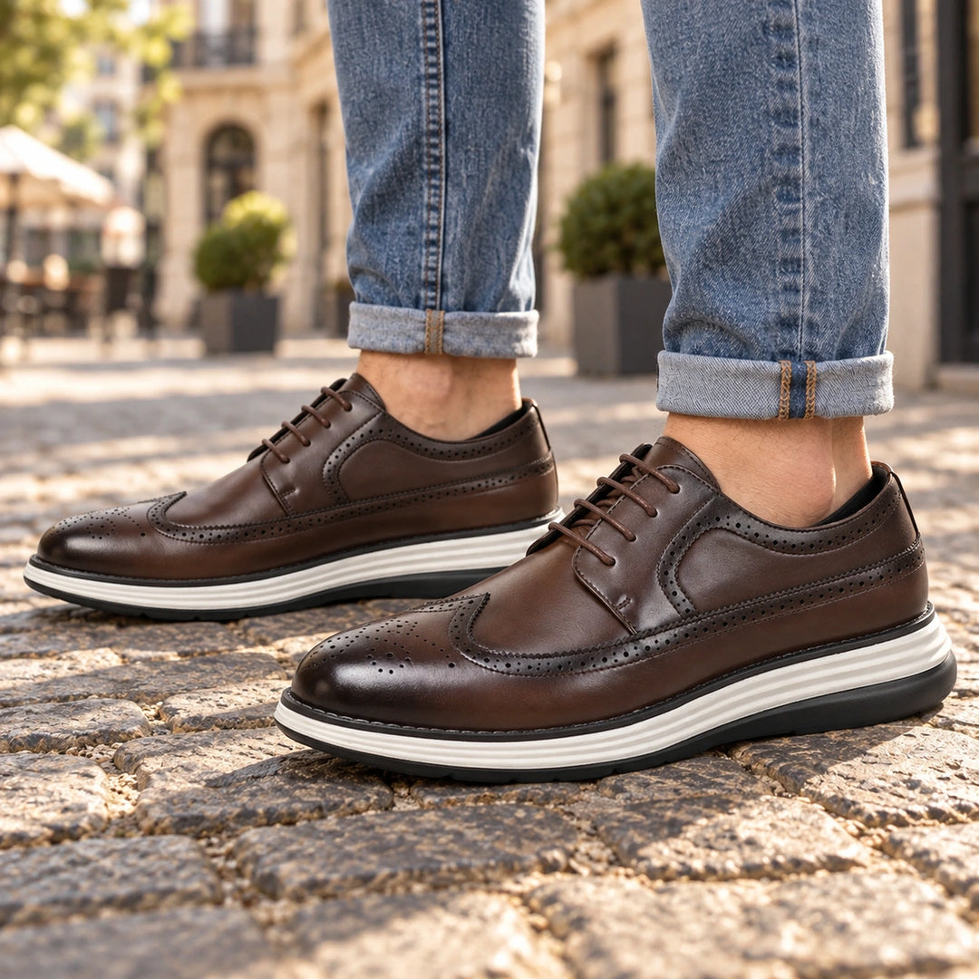 Craig Wingtip Brogue Chunky Sole Derby Shoes - Brown