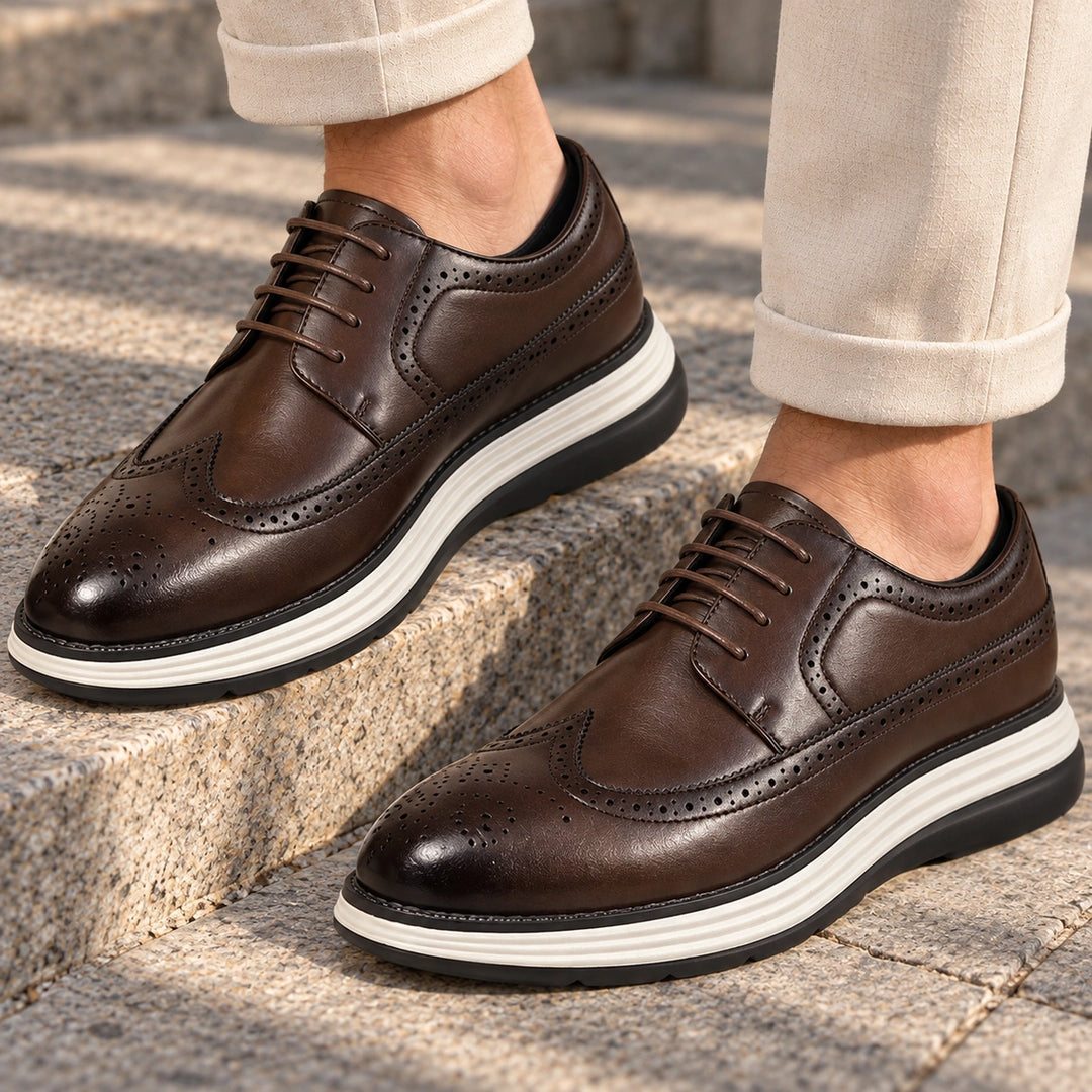 Craig Wingtip Brogue Chunky Sole Derby Shoes - Brown