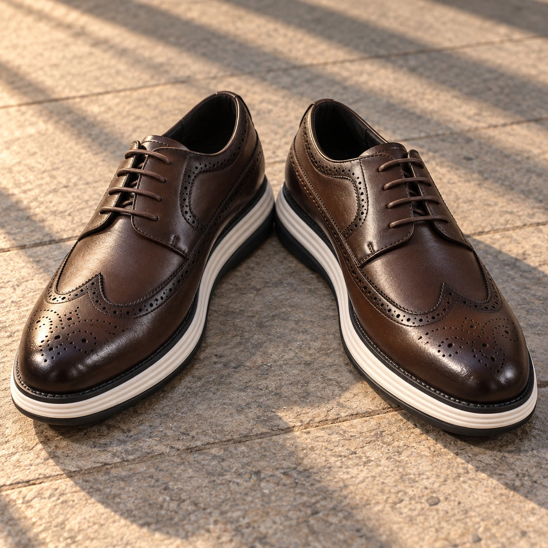 Craig Wingtip Brogue Chunky Sole Derby Shoes - Brown