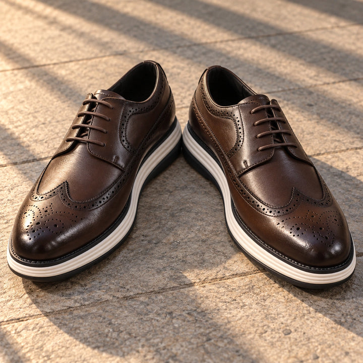 Craig Wingtip Brogue Chunky Sole Derby Shoes - Brown