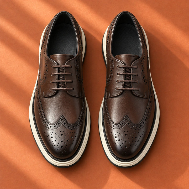 Craig Wingtip Brogue Chunky Sole Derby Shoes - Brown