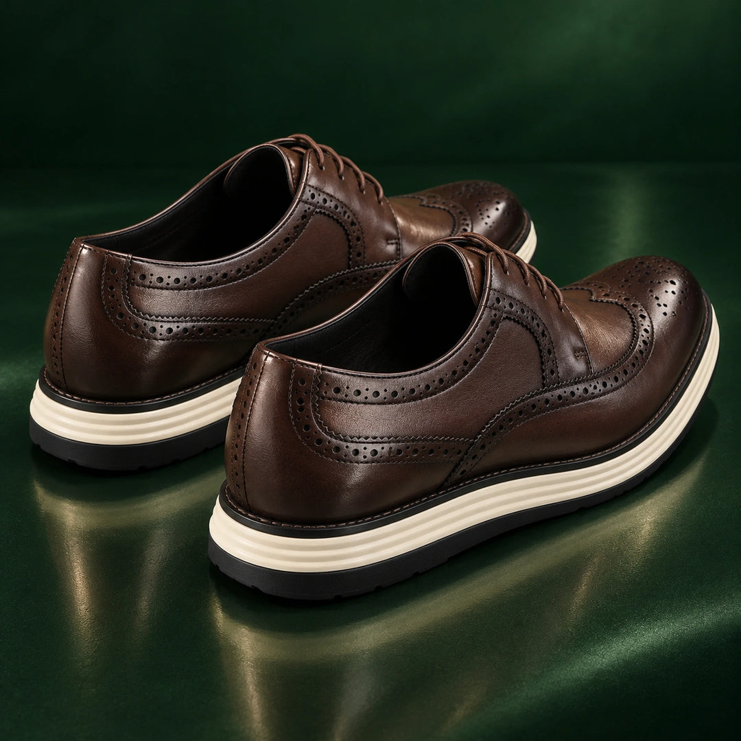 Craig Wingtip Brogue Chunky Sole Derby Shoes - Brown