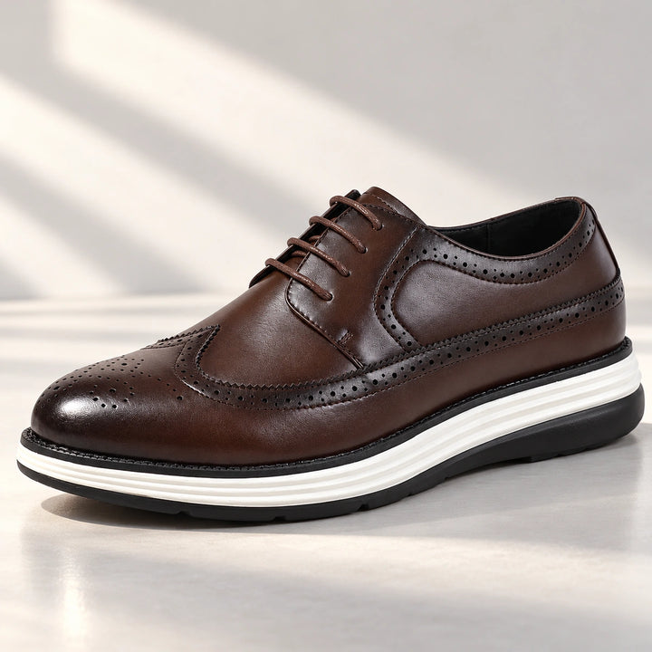 Craig Wingtip Brogue Chunky Sole Derby Shoes - Brown