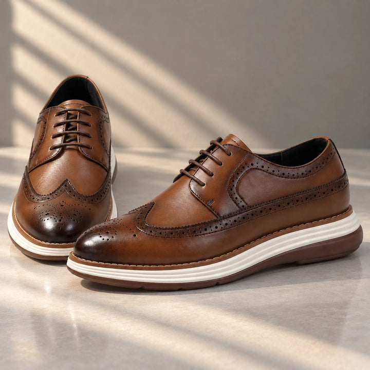Craig Wingtip Brogue Chunky Sole Derby Shoes - Tan