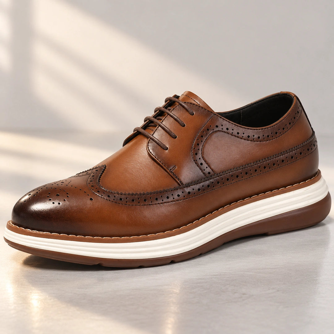 Craig Wingtip Brogue Chunky Sole Derby Shoes - Tan