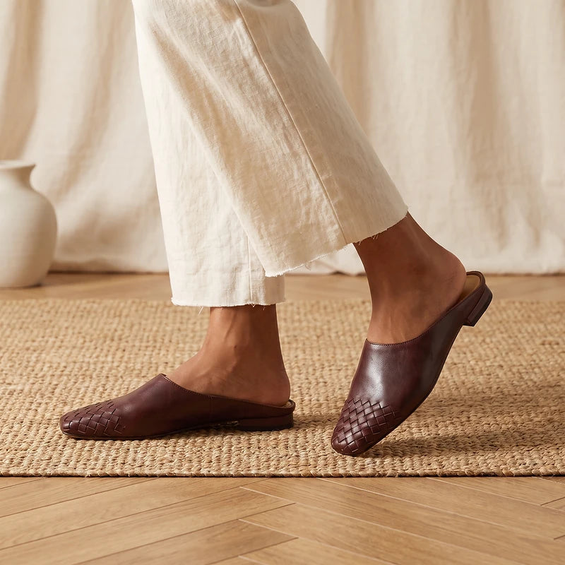 Tamara Women's Woven Leather Mules - Brown