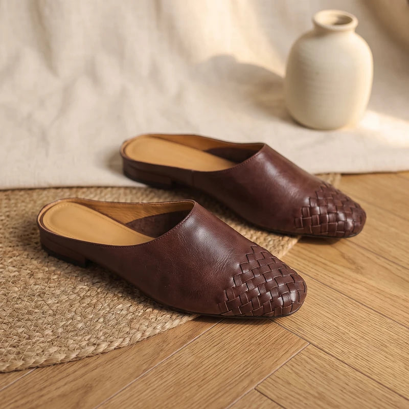 Tamara Women's Woven Leather Mules - Brown