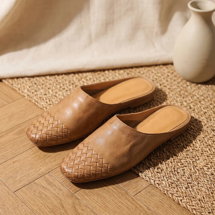 Tamara Women's Woven Leather Mules - Apricot