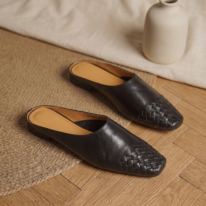 Tamara Women's Woven Leather Mules - Black