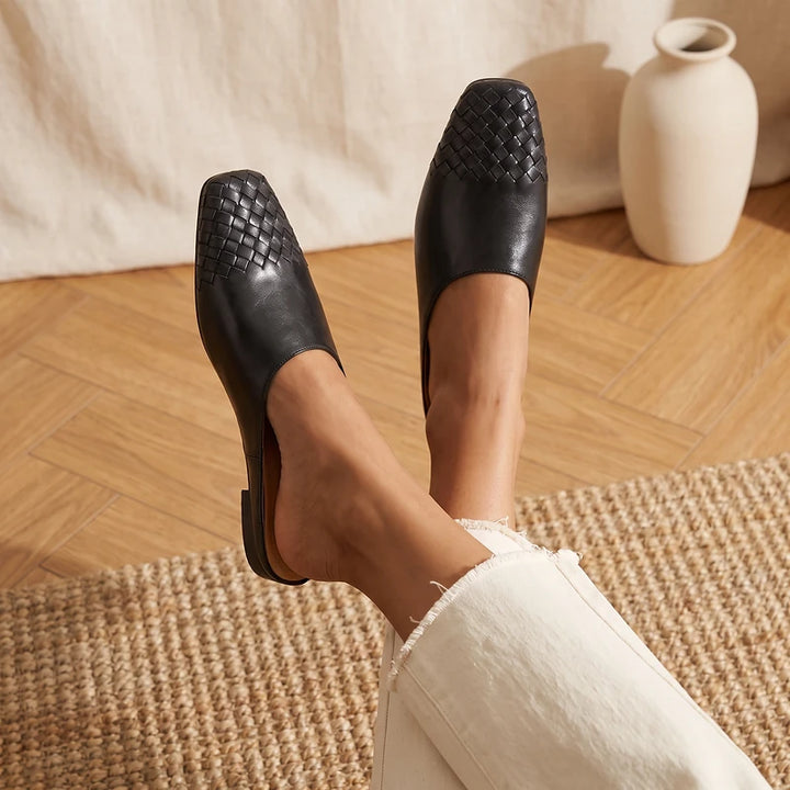 Tamara Women's Woven Leather Mules - Black