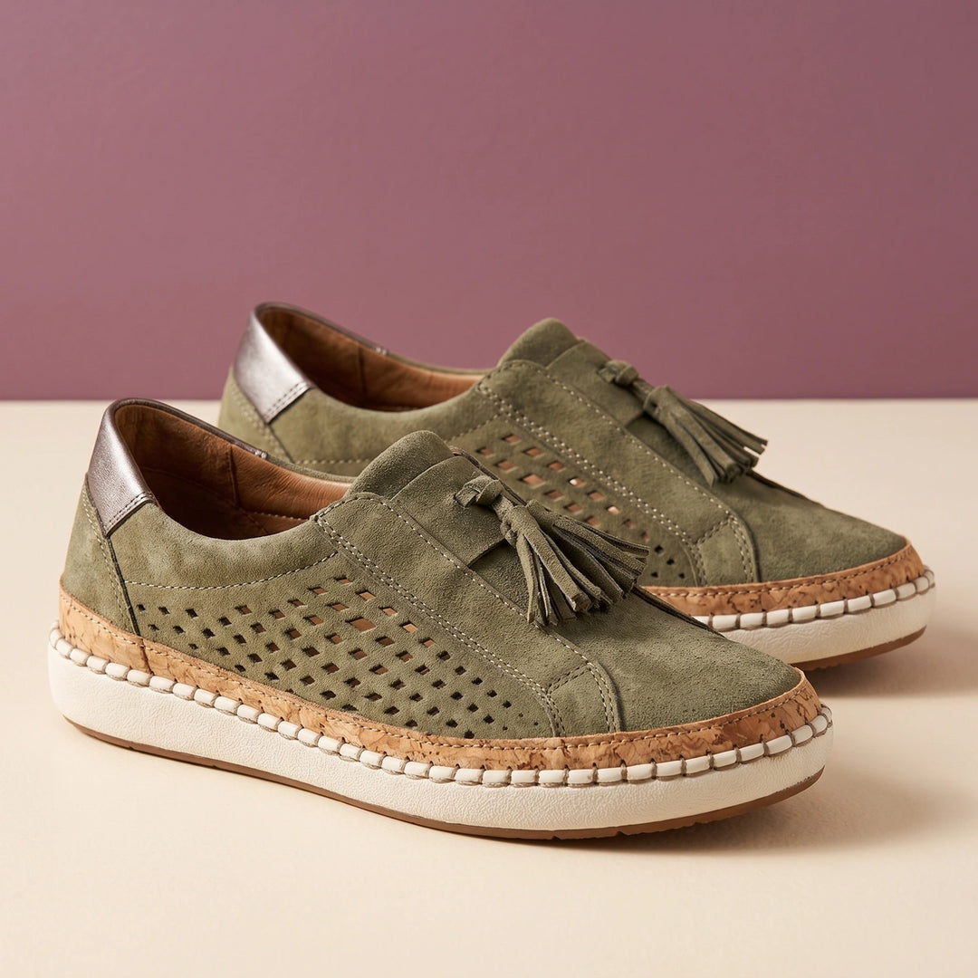Daria Orthopedic Tassel Slip On Sneakers - Olive