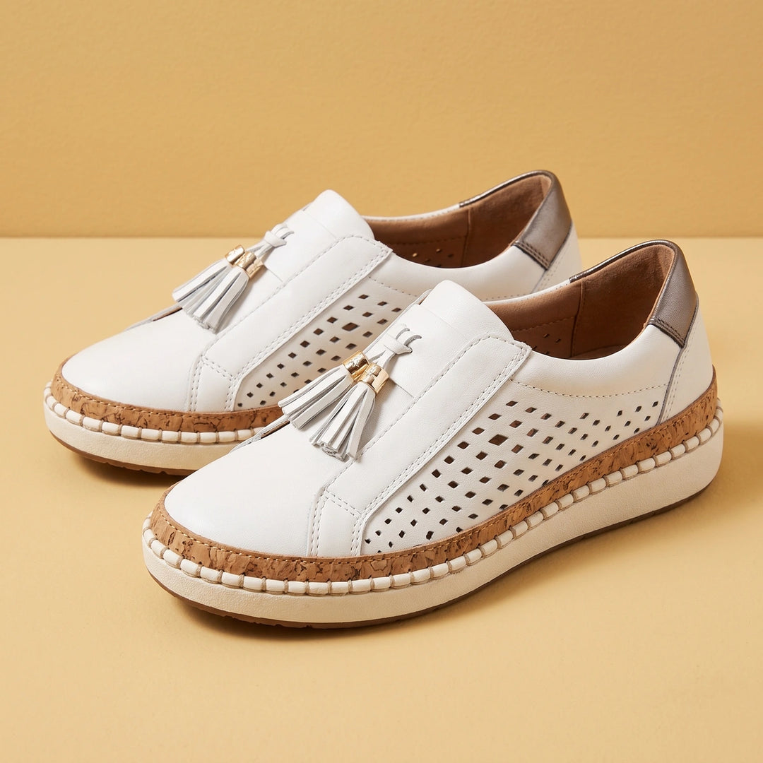 Daria Orthopedic Tassel Slip On Sneakers - White