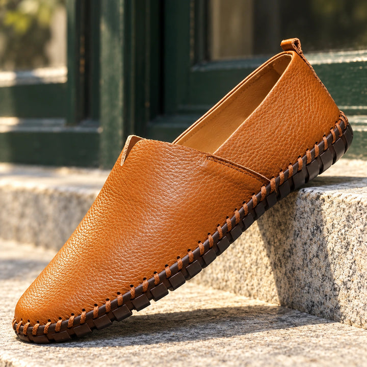 Davis Whipstitched Vegan Leather Driving Loafers - Caramel
