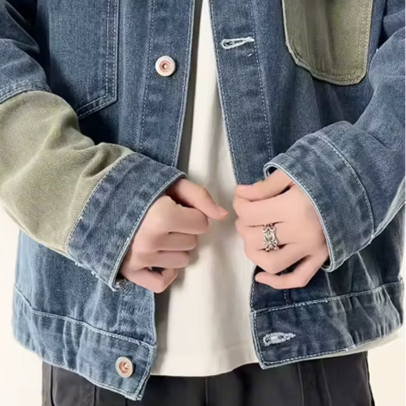 Asymmetry Denim Jacket - Redwood Main